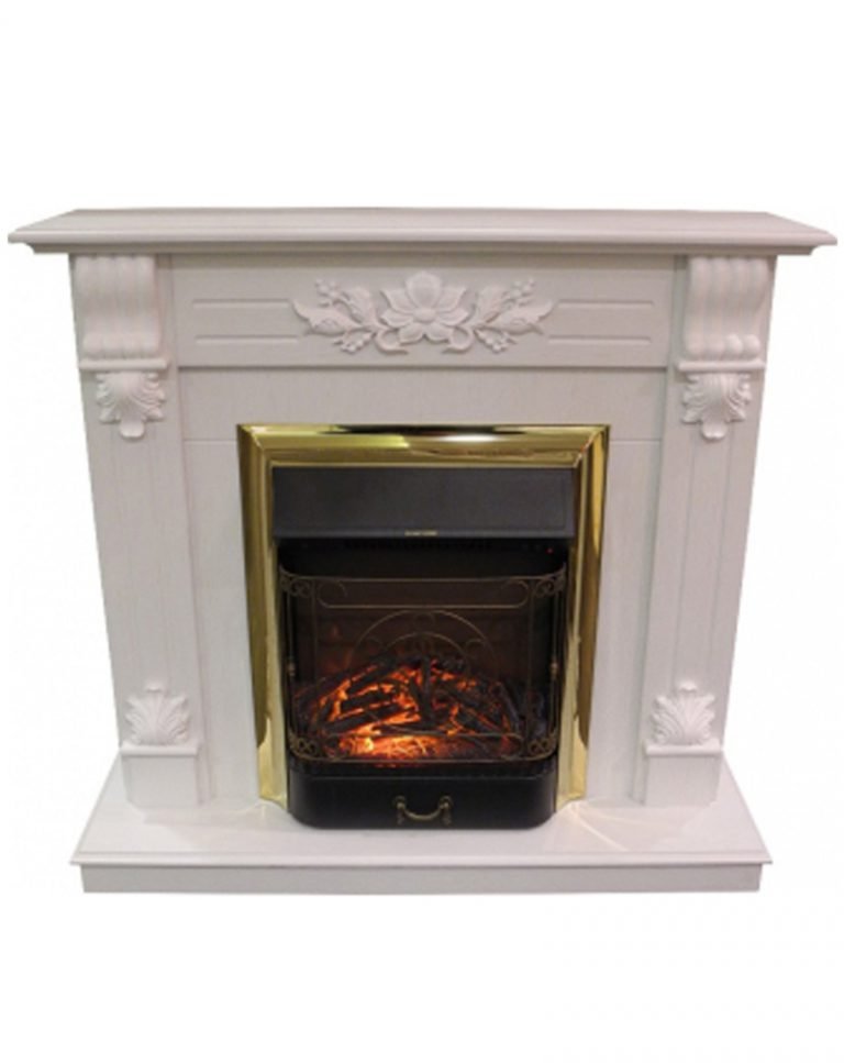Каминокомплект RealFlame Ottawa STD/EUG WT с очагом Majestic Lux Brass S