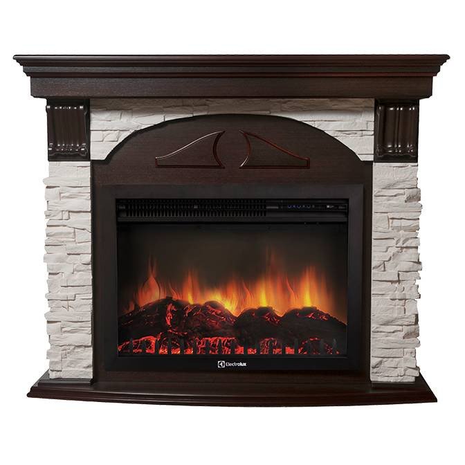 Каминокомплект Firelight Torre 25U с очагом Electrolux EFP/P-2520LS сланец белый/шпон темный дуб