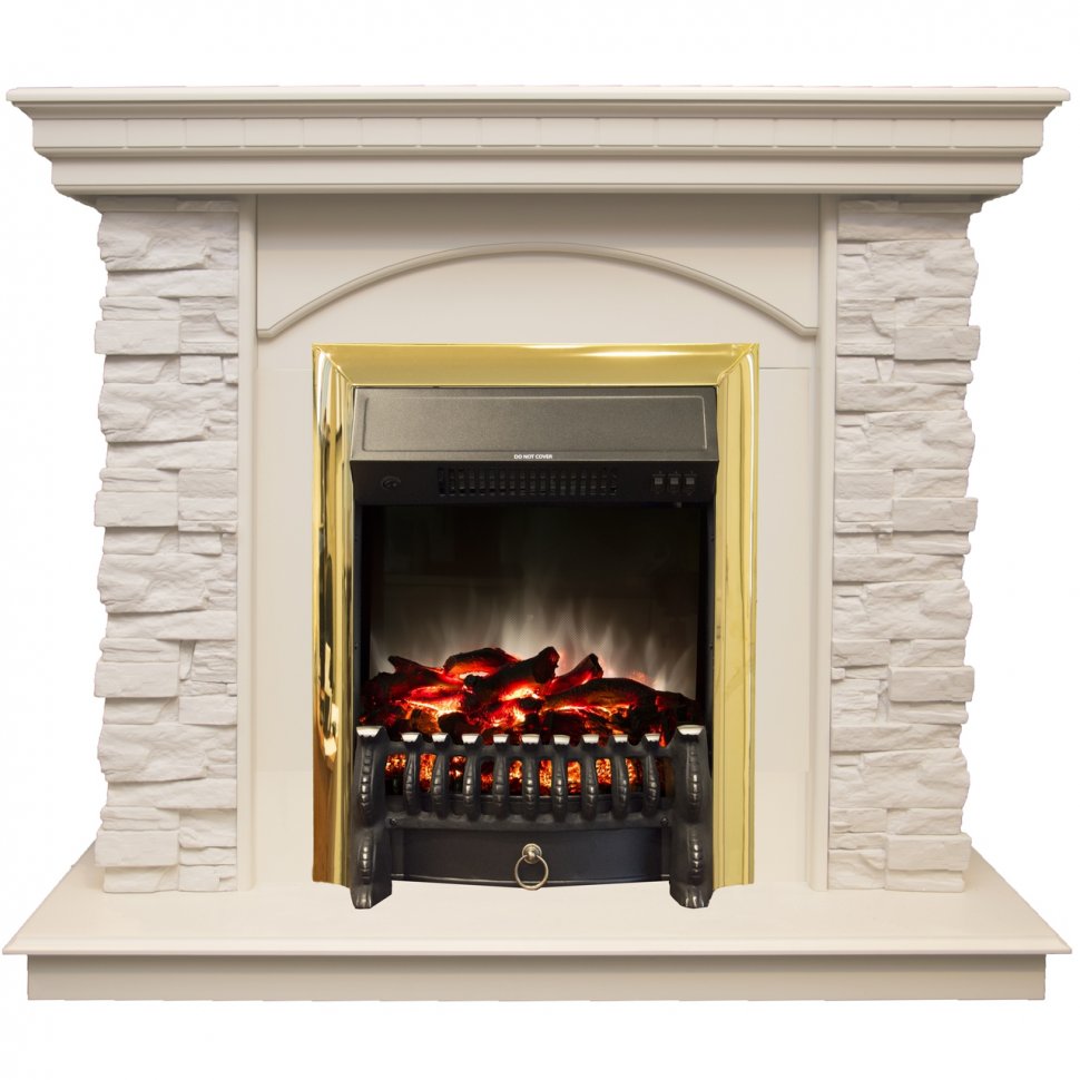Каминокомплект RealFlame Elford STD/EUG/25'5/HL WT с очагом Fobos s Lux Black/Brass