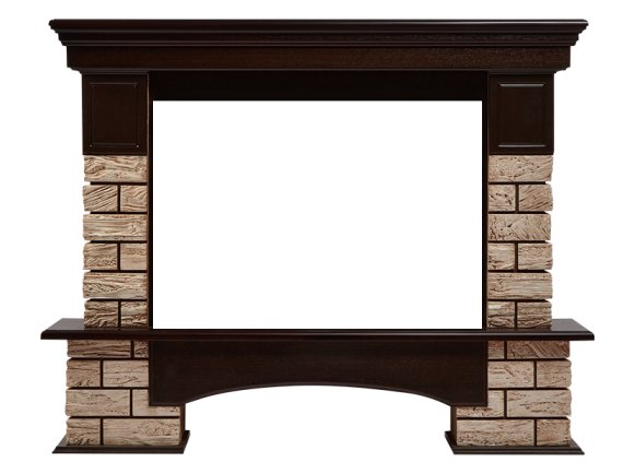 Портал Firelight Forte Wood 30U (угловой) камень коричневый/шпон темный дуб